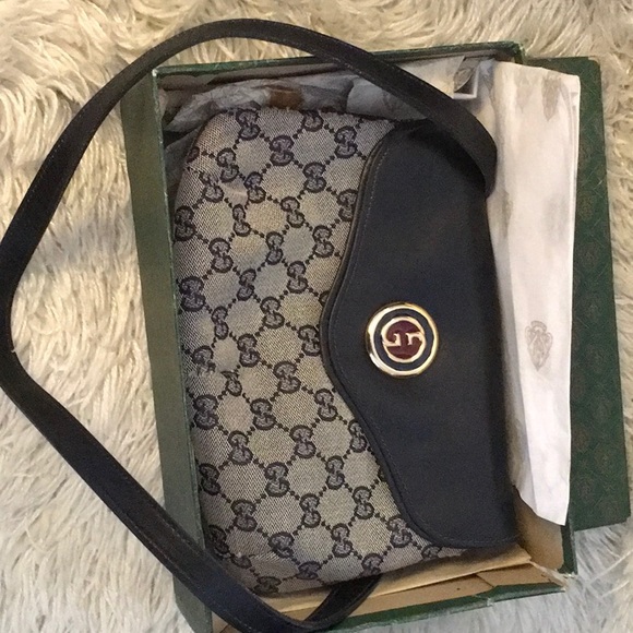 Gucci Handbags - Gucci Navy Shoulder Bag